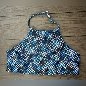 Zella Girl Reversible Swimsuit Top In Black Multi Lota Print Size 16 New